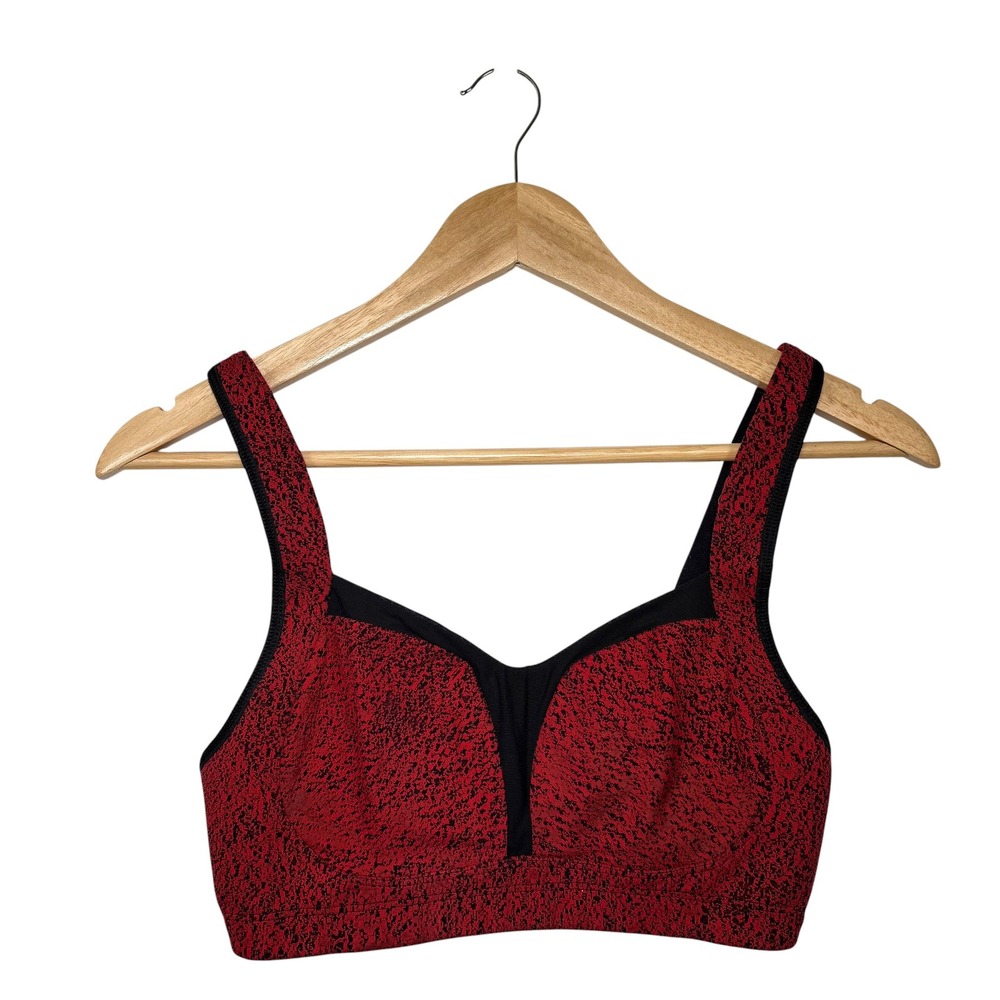 Lululemon Power Luxtreme Spray Jacquard Sports Bra True Red Black Adjustable